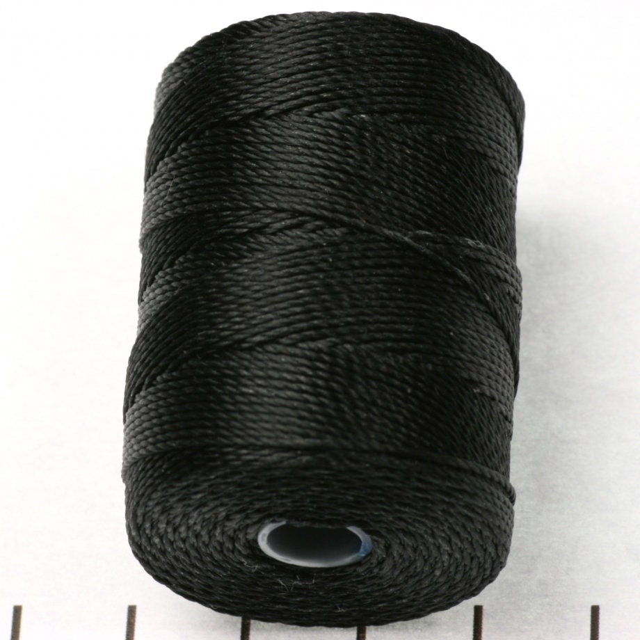 5 meters C-lon bead cord 0.5 mm Black, macrame cord black, micro macrame nylon cord, kumihimo yarn, black C Lon thread