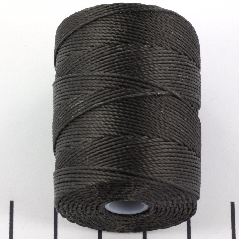 5 meters C-lon bead cord 0.5 mm charcoal, macrame cord gray, micro macrame nylon cord, kumihimo yarn