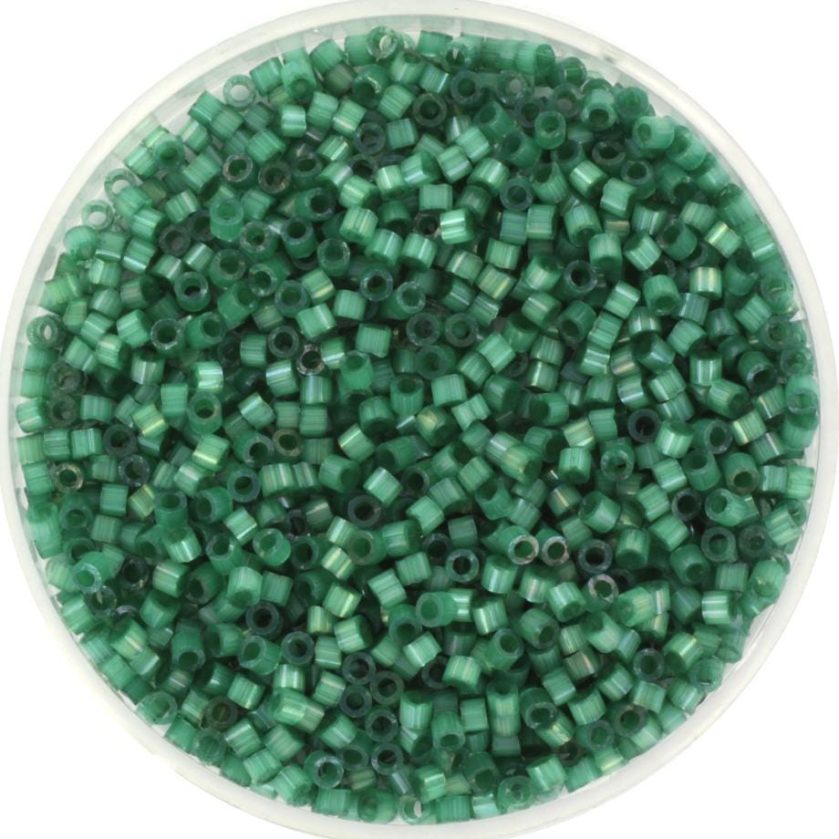 Miyuki Delica beads silk satin dyed emerald, green color DB1814, 5g size 11/0, japanese beads, Miyuki color DB-1814, cylindrical beads