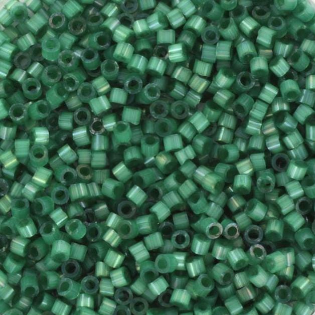 Miyuki Delica beads silk satin dyed emerald, green color DB1814, 5g size 11/0, japanese beads, Miyuki color DB-1814, cylindrical beads