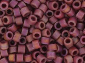 Miyuki Delica beads opaque glazed frosted rainbow dark red, 5g 11/0 DB2308, cylindrical beads, Miyuki Delica luster purple, color DB 2308