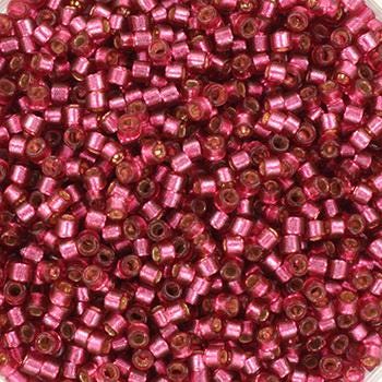 Miyuki Delica beads duracoat silverlined dyed petunia, 5g 11/0 DB2161, cylindrical beads, transparent pink Miyuki, DB 2161, dark pink