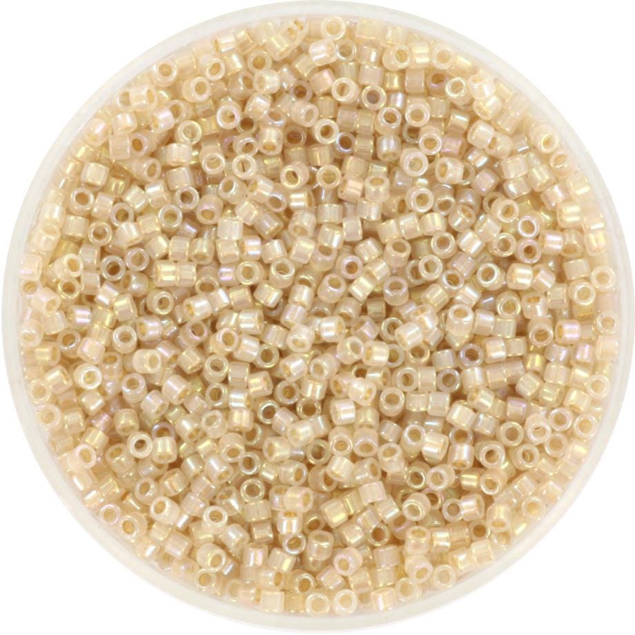 Miyuki Delica beads beige lined opal ab, 5g 11/0 color DB 1731, cylindrical beads, beige Miyuki, DB1731, Miyuki cream luster