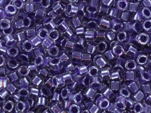 Miyuki Delica beads sparkling amethyst lined crystal, 5g 11/0 color DB 923, cylindrical beads, Miyuki purple beads, Miyuki inside color