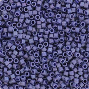 Miyuki Delica beads opaque glazed frosted rainbow navy blue, 5g 11/0 DB2319, cylindrical beads, matte luster dark blue DB 2319