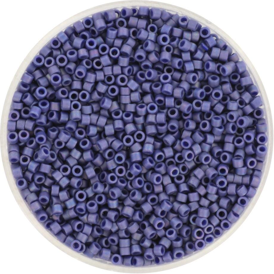 Miyuki Delica beads opaque glazed frosted rainbow navy blue, 5g 11/0 DB2319, cylindrical beads, matte luster dark blue DB 2319