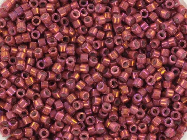 Miyuki Delica beads metallic iris rhubarb gold, color DB 1016, 5g size 11/0, japanese beads, Miyuki DB1016, cylindrical beads, Miyuki red