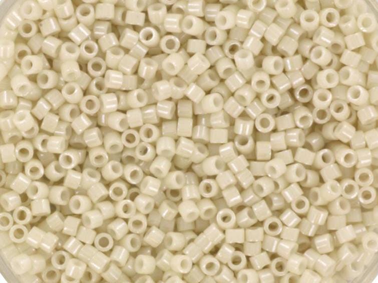 Miyuki Delica beads opaque luster limestone, size 11/0 color DB 211, Japanese beads, cylindrical beads, Miyuki Delica beige, Miyuki DB211