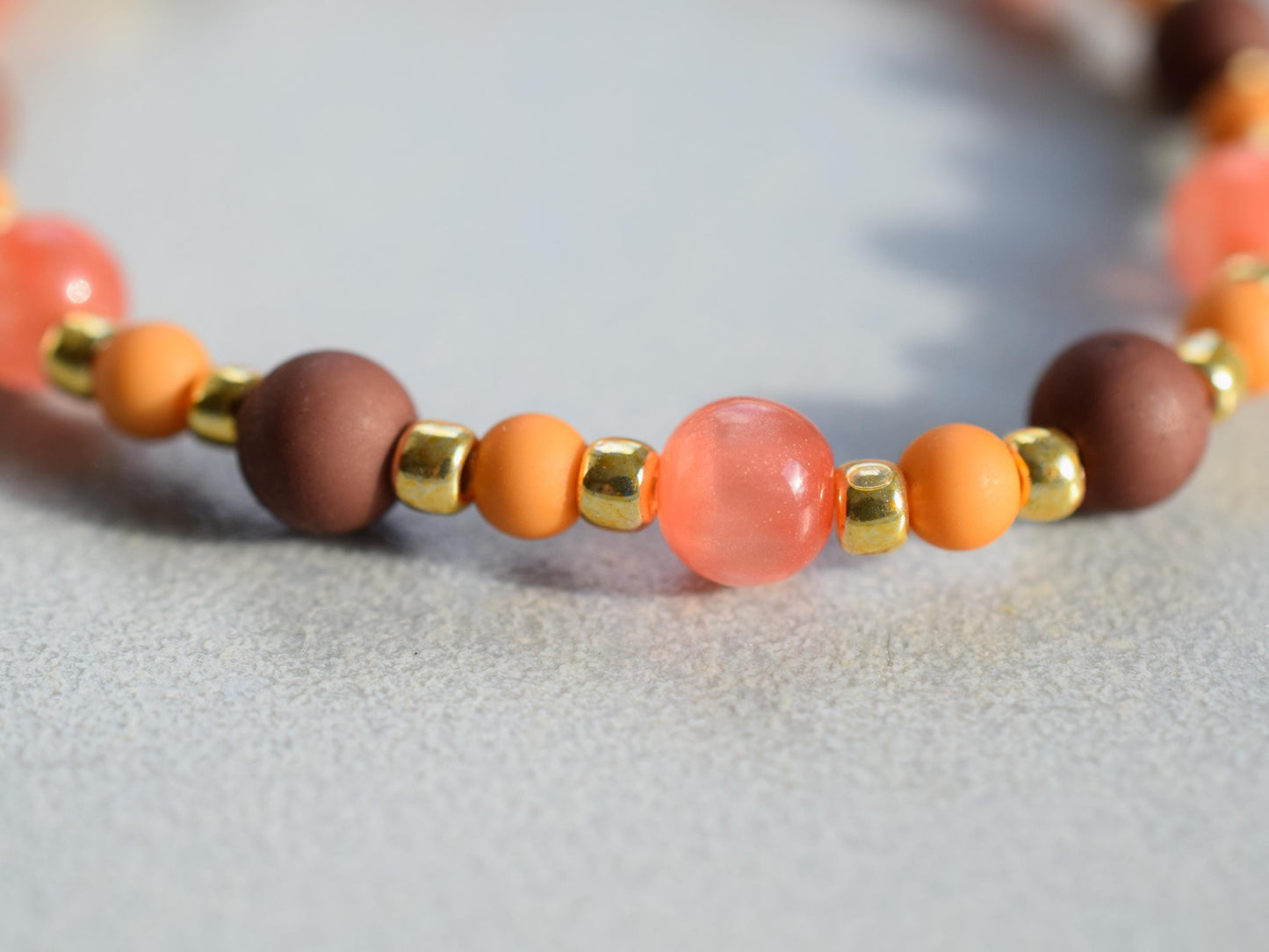 Elastic bracelet, beaded bracelet fall colors, beaded bracelet stretchies, simple bracelet mixed beads, birthday gift for best friend