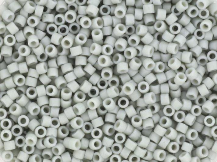 Miyuki Delica beads opaque glazed frosted gray, 5g 11/0 DB2281, cylindrical beads, matte luster gray, color DB 2281