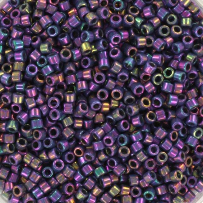 Miyuki Delica beads opaque luster purple gray rainbow, color DB 0134, 5g size 11/0, japanese beads, Miyuki DB-134, dark purple