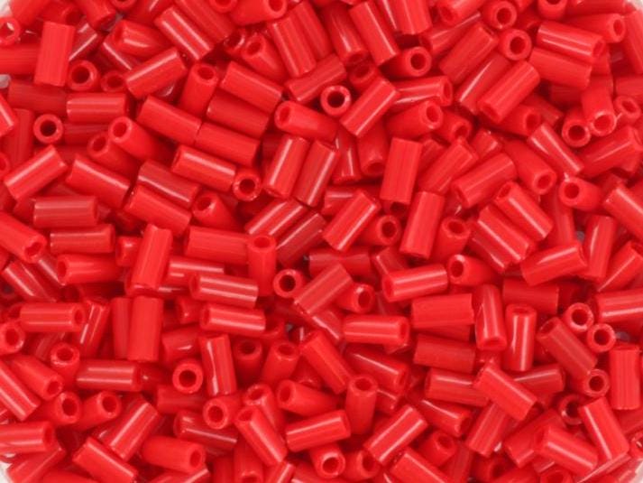 Miyuki bugles 3mm, opaque red, color 408, beads from japan, tube shaped beads, long beads, japanese beads