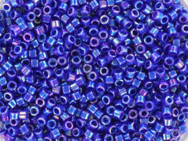 Miyuki Delica beads opaque ab cobalt, 5g 11/0 color DB 165, cylindrical beads, Delica beads DB165, luster blue