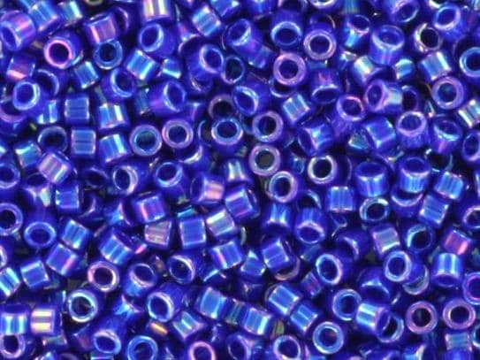 Miyuki Delica beads opaque ab cobalt, 5g 11/0 color DB 165, cylindrical beads, Delica beads DB165, luster blue