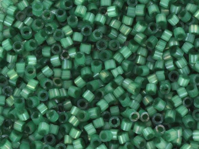 Miyuki Delica beads silk satin dyed emerald, green color DB1814, 5g size 11/0, japanese beads, Miyuki color DB-1814, cylindrical beads