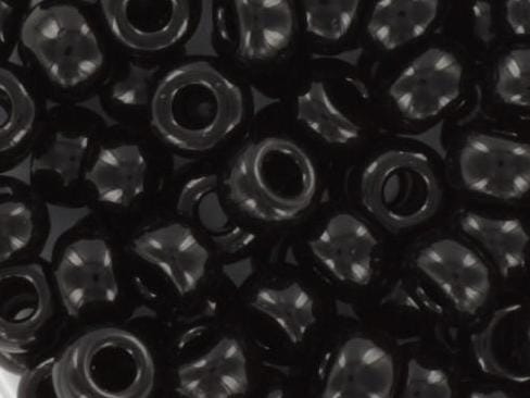 10g Miyuki seed beads 6/0, opaque black 401, japanese beads, large black rocailles, size 4mm, pony beads