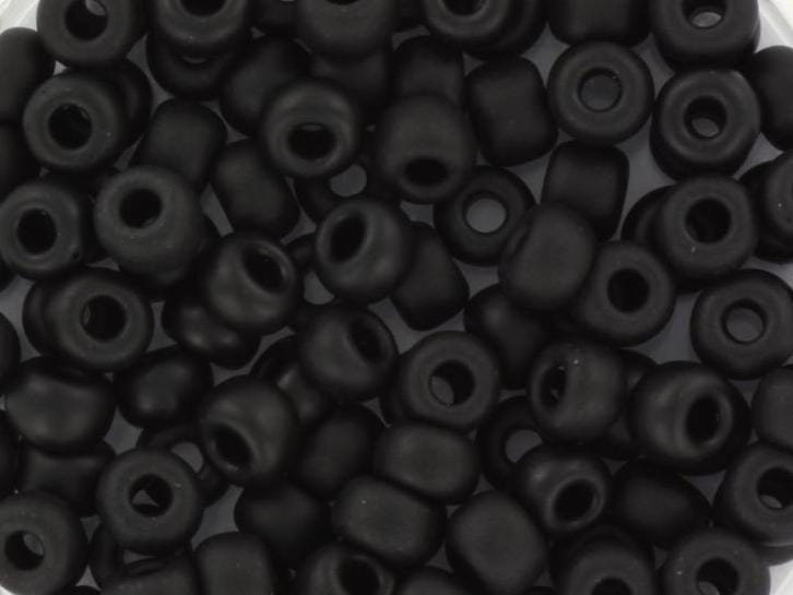 10g Miyuki seed beads 6/0, opaque matte black 401F, japanese beads, large black rocailles, size 4mm, pony beads