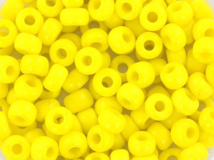 10g Miyuki seed beads 6/0, opaque yellow 404, japanese beads, large yellow rocailles, size 4mm, pony beads