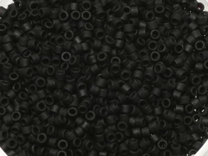 Miyuki Delica beads opaque matte black, size 11/0 color DB 310, Japanese beads, cylindrical beads, Miyuki DB310