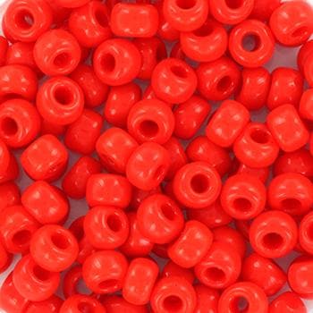 10g Miyuki seed beads 6/0, opaque vermilion red 407, japanese beads, large red rocailles, size 4mm, pony beads