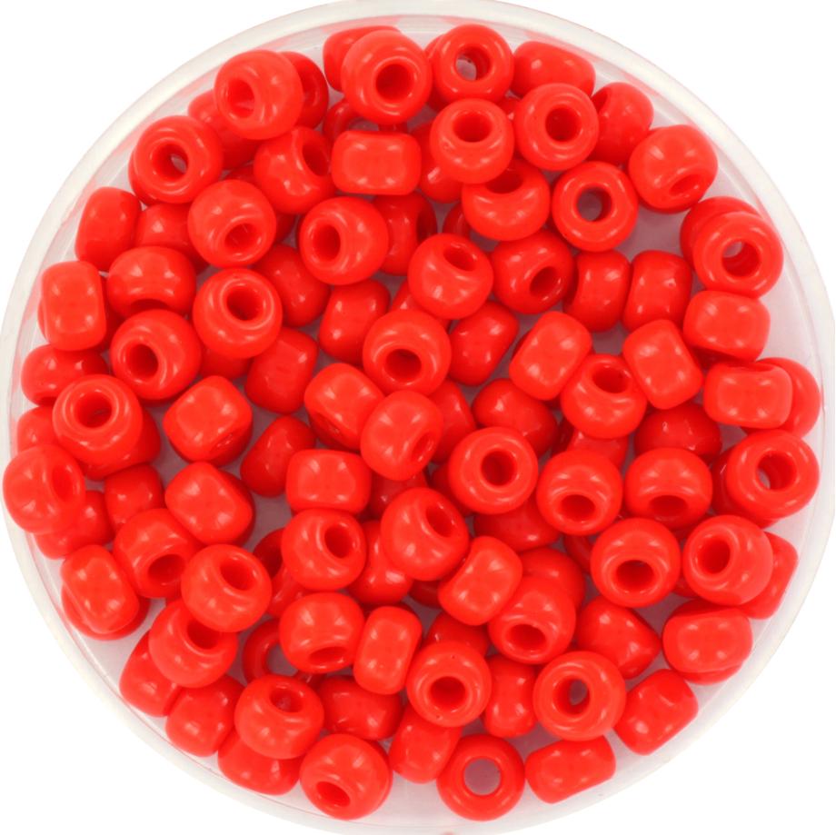 10g Miyuki seed beads 6/0, opaque vermilion red 407, japanese beads, large red rocailles, size 4mm, pony beads