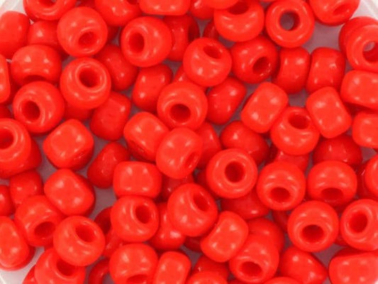 10g Miyuki seed beads 6/0, opaque vermilion red 407, japanese beads, large red rocailles, size 4mm, pony beads