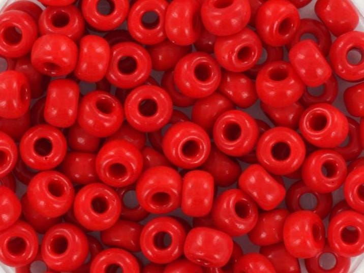 10g Miyuki seed beads 6/0, opaque red 408, japanese beads, large red rocailles, size 4mm, pony beads