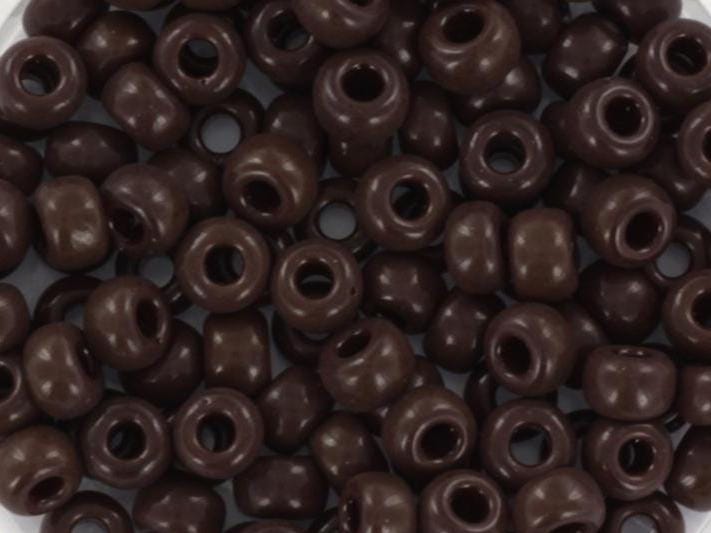 10g Miyuki seed beads 6/0, opaque chocolate brown 409, japanese beads, large brown rocailles, size 4mm, pony beads