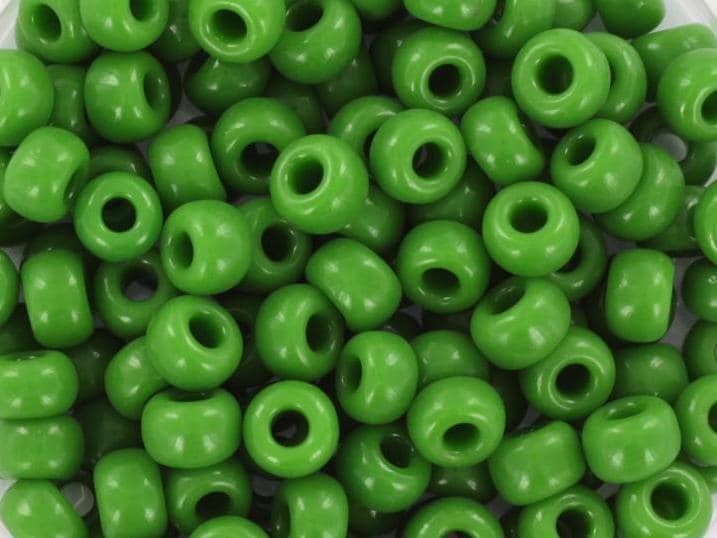 10g Miyuki seed beads 6/0, opaque green 411, japanese beads, large green rocailles, size 4mm, pony beads