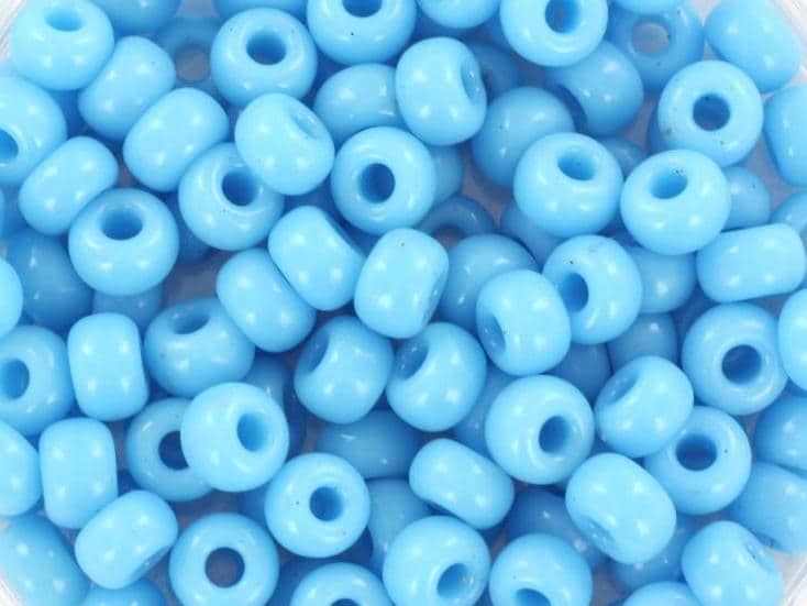 10g Miyuki seed beads 6/0, opaque turquoise blue 413, japanese beads, large blue rocailles, size 4mm, pony beads