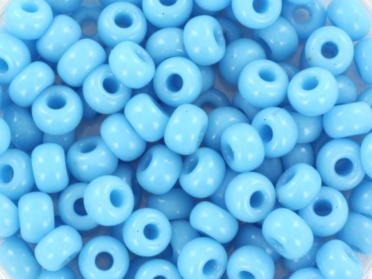 10g Miyuki seed beads 6/0, opaque turquoise blue 413, japanese beads, large blue rocailles, size 4mm, pony beads