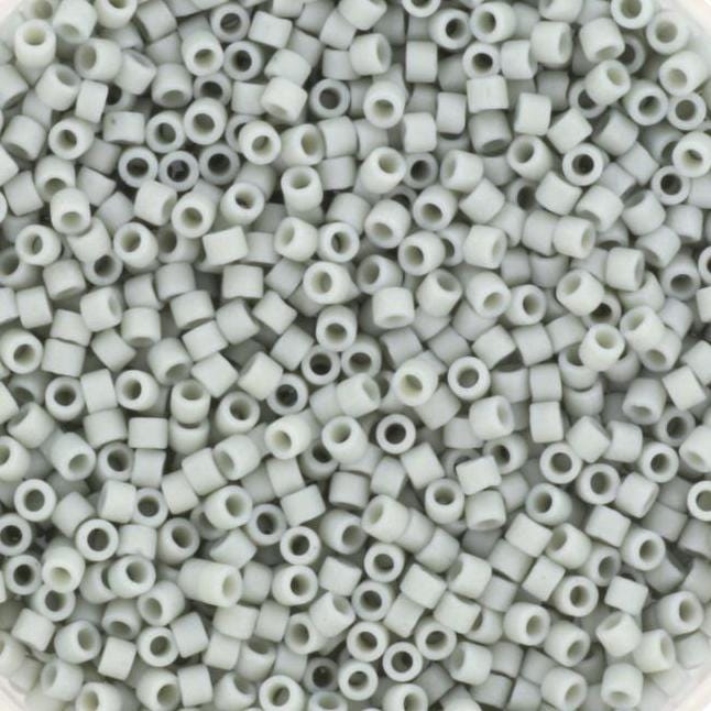 Miyuki Delica beads opaque glazed frosted gray, 5g 11/0 DB2281, cylindrical beads, matte luster gray, color DB 2281