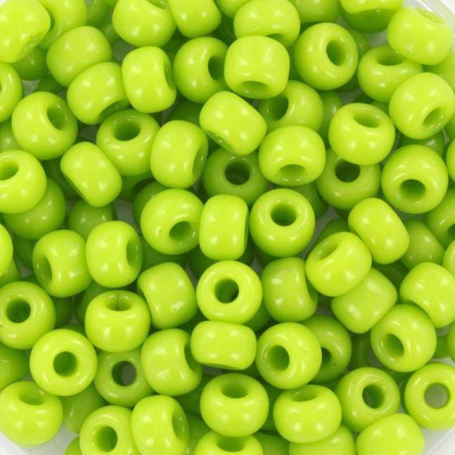 10g Miyuki seed beads 6/0, opaque chartreuse green 416, japanese beads, large green rocailles, size 4mm, pony beads