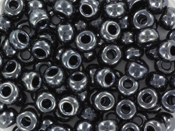 10g Miyuki seed beads 6/0, metallic gunmetal 451, japanese beads, large black rocailles, size 4mm, pony beads