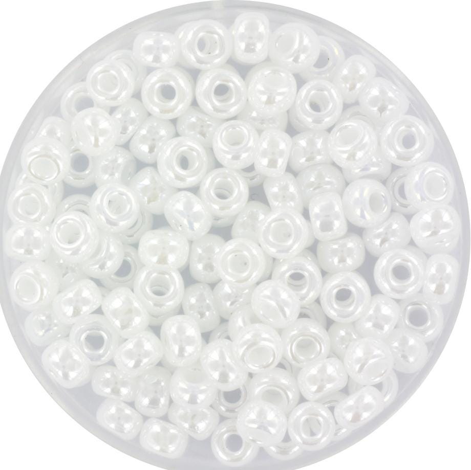 10g Miyuki seed beads 6/0, ceylon white pearl 528, japanese beads, large white rocailles, size 4mm, pony beads