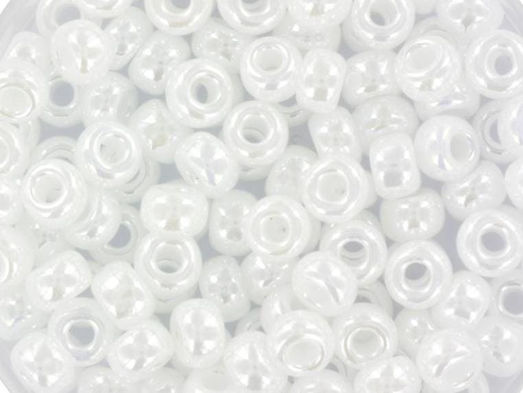 10g Miyuki seed beads 6/0, ceylon white pearl 528, japanese beads, large white rocailles, size 4mm, pony beads