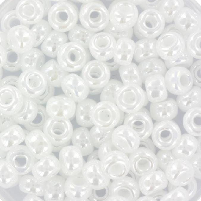 10g Miyuki seed beads 6/0, ceylon white pearl 528, japanese beads, large white rocailles, size 4mm, pony beads