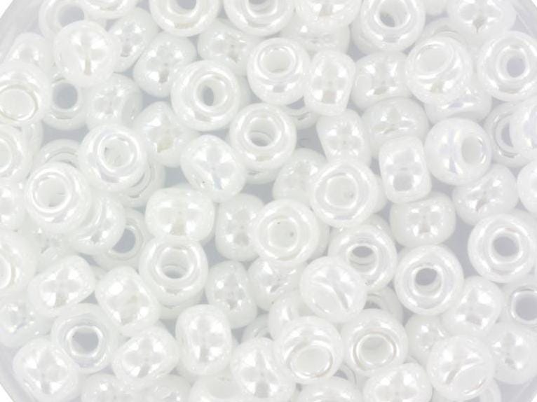 10g Miyuki seed beads 6/0, ceylon white pearl 528, japanese beads, large white rocailles, size 4mm, pony beads