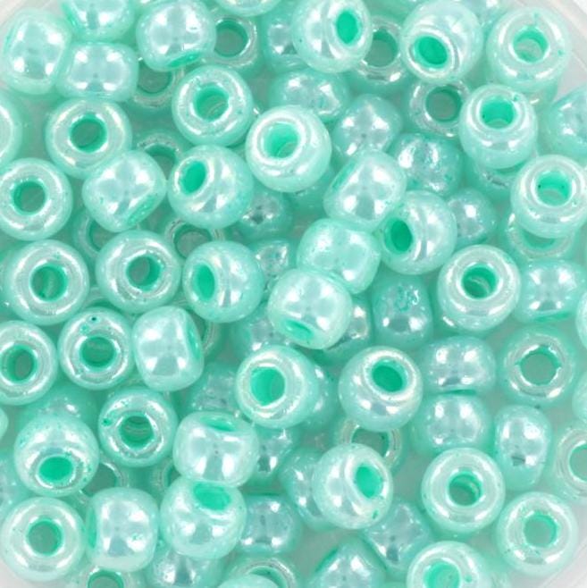 10g Miyuki seed beads 6/0, ceylon aqua green 536, japanese beads, large green rocailles, size 4mm, pony beads