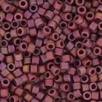 Miyuki Delica beads opaque glazed frosted rainbow dark red, 5g 11/0 DB2308, cylindrical beads, Miyuki Delica luster purple, color DB 2308