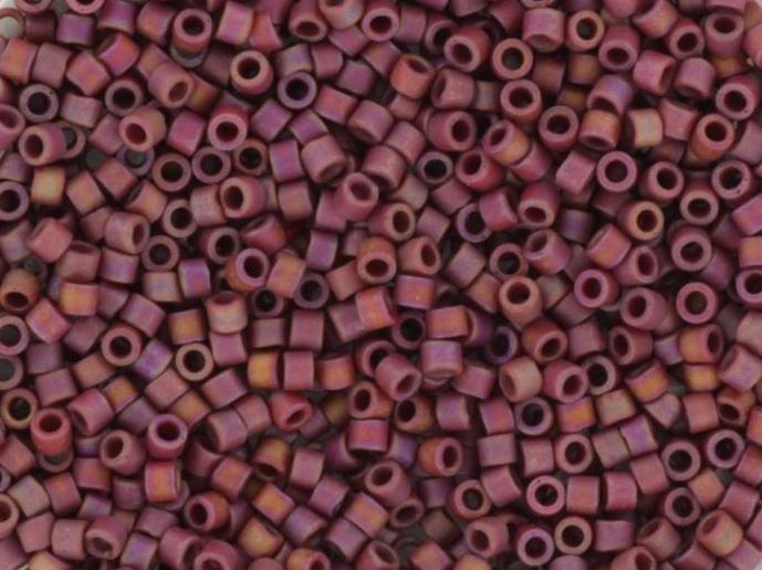 Miyuki Delica beads opaque glazed frosted rainbow dark red, 5g 11/0 DB2308, cylindrical beads, Miyuki Delica luster purple, color DB 2308