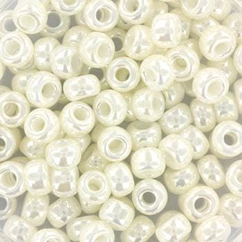 10g Miyuki seed beads 6/0, ceylon ivory pearl 591, japanese beads, large white rocailles, size 4mm, pony beads