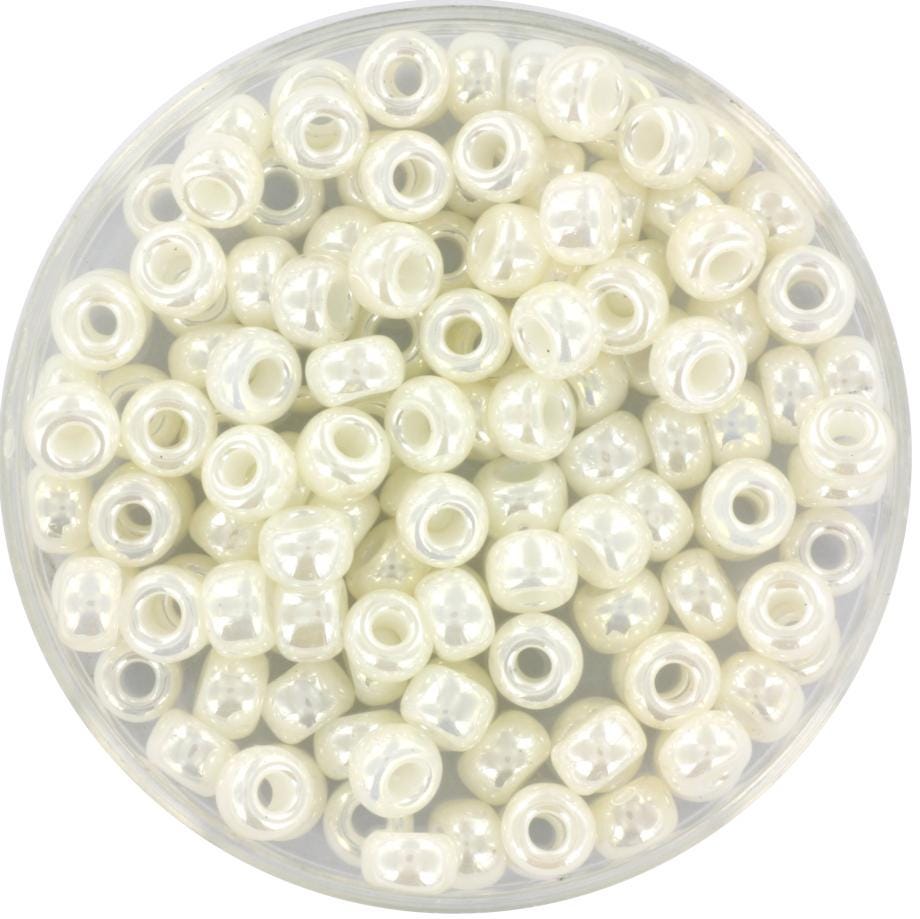 10g Miyuki seed beads 6/0, ceylon ivory pearl 591, japanese beads, large white rocailles, size 4mm, pony beads