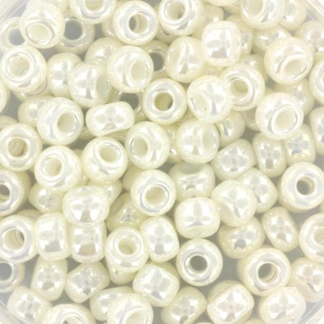 10g Miyuki seed beads 6/0, ceylon ivory pearl 591, japanese beads, large white rocailles, size 4mm, pony beads