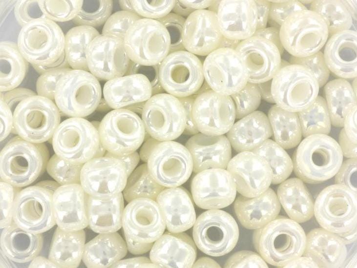 10g Miyuki seed beads 6/0, ceylon ivory pearl 591, japanese beads, large white rocailles, size 4mm, pony beads