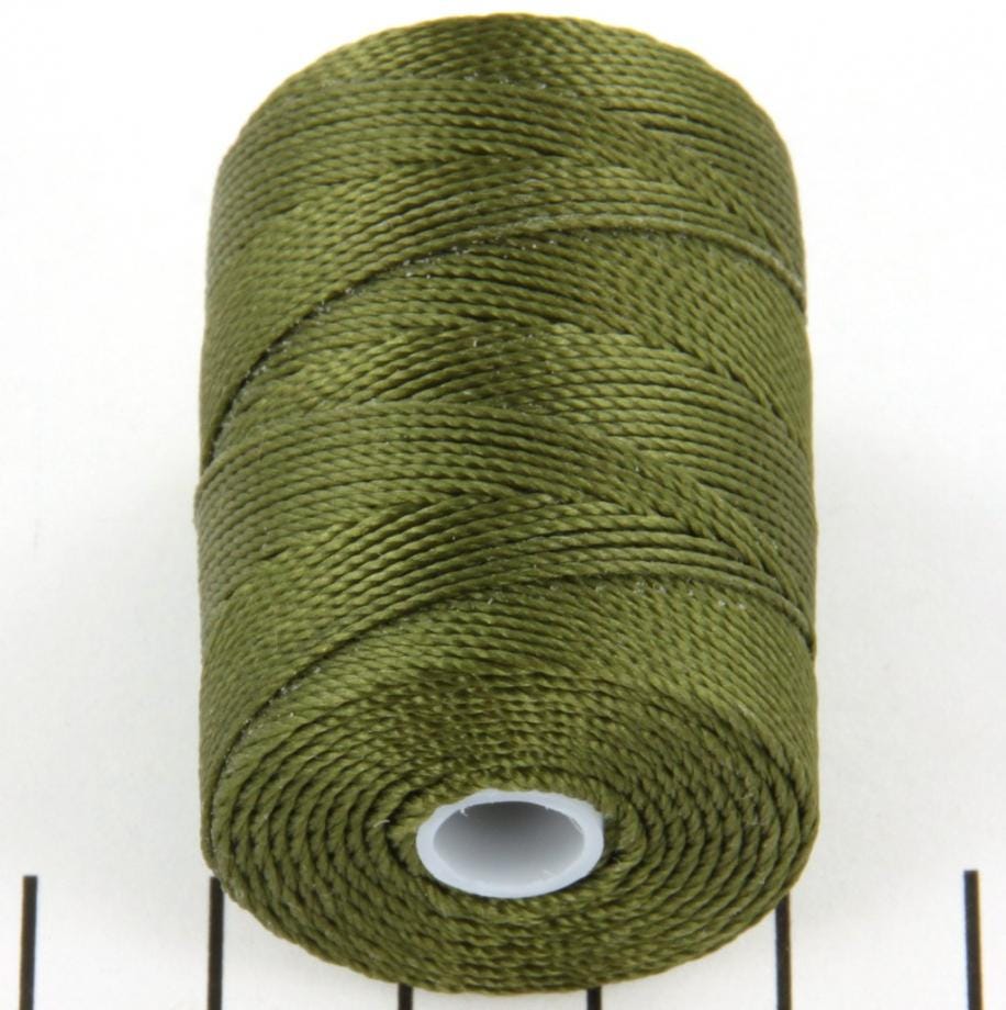 5 meters C-lon bead cord 0.5 mm Green Olive, macrame cord dark green, micro macrame nylon cord, kumihimo yarn, green C Lon thread