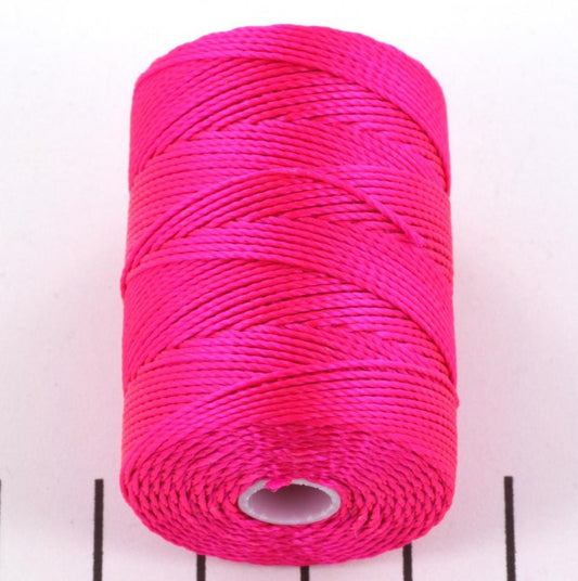 5 meters C-lon bead cord 0.5 mm fluo hot pink, macrame cord pink, micro macrame nylon cord, kumihimo yarn, neon pink