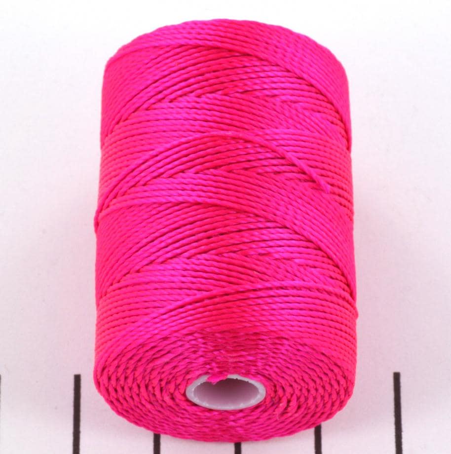 5 meters C-lon bead cord 0.5 mm fluo hot pink, macrame cord pink, micro macrame nylon cord, kumihimo yarn, neon pink