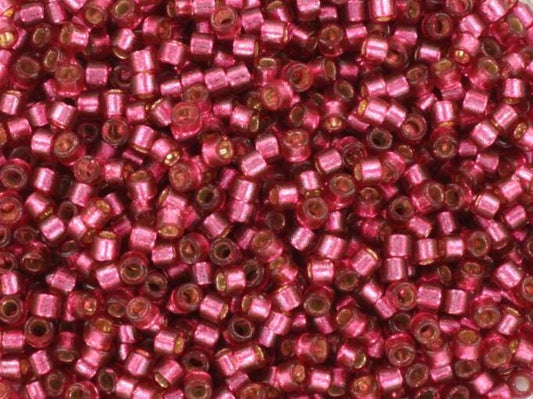 Miyuki Delica beads duracoat silverlined dyed petunia, 5g 11/0 DB2161, cylindrical beads, transparent pink Miyuki, DB 2161, dark pink