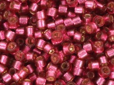 Miyuki Delica beads duracoat silverlined dyed petunia, 5g 11/0 DB2161, cylindrical beads, transparent pink Miyuki, DB 2161, dark pink